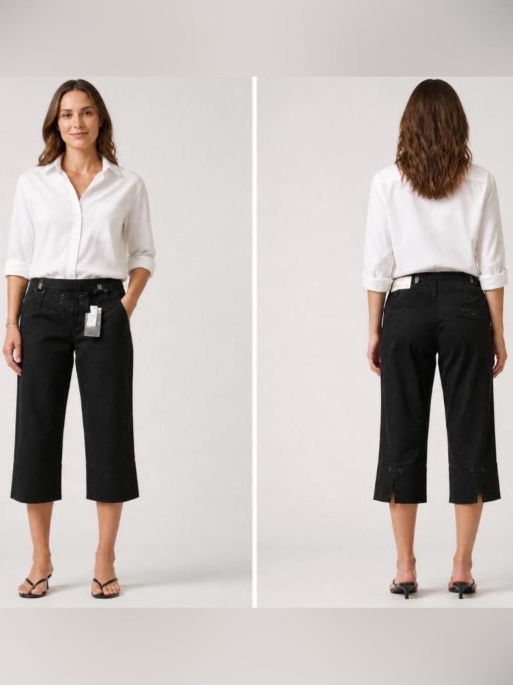 🍁NWT LOFT Kick Crop Marisa Fit‎ Stretch Jean Black Grommet Cuff🍁3/$40